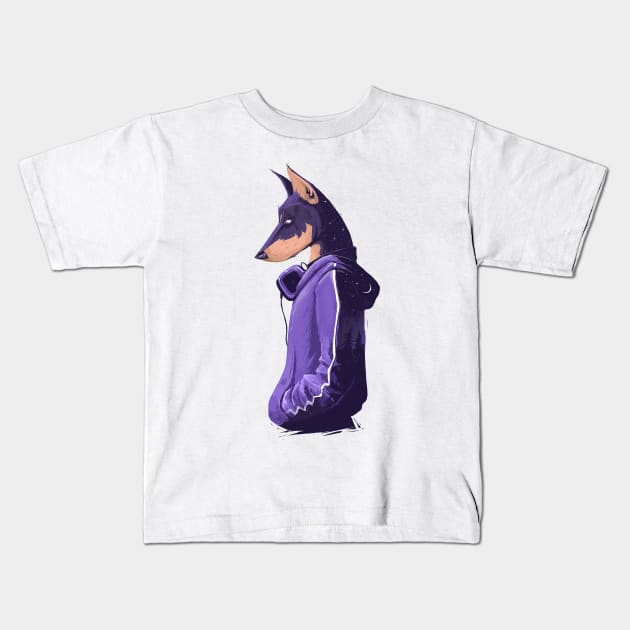 Night doberman Kids T-Shirt by NikKor